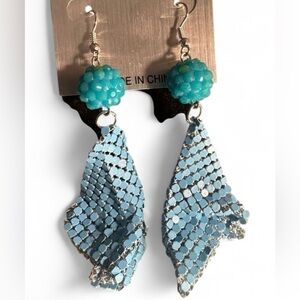Fashion Jewelry Blue Neon Chainmail Dangle Earrings New